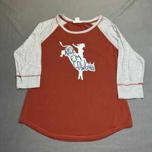 Ariat Real Women's 3/4 Sleeve Ride 'Em Cowgirl Rodeo Graphic T-Shirt XL